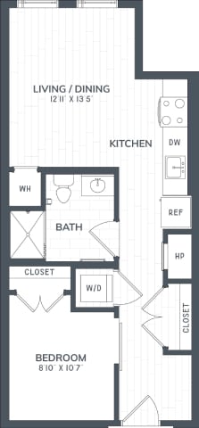 J1.1 | 1 Bed | 1 Bath | JR floor plan