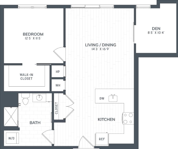 A4D | 1 Bed | 1 Bath | DEN floor plan