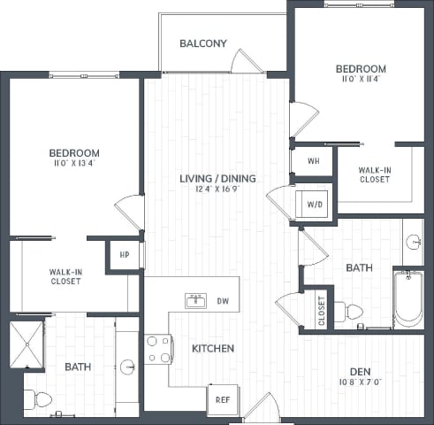 B2D.1 | 2 Bed | 2 Bath | DEN floor plan