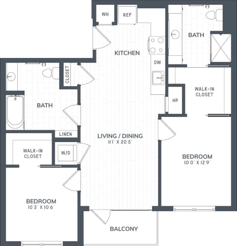 B1.1 | 2 Bed | 2 Bath floor plan