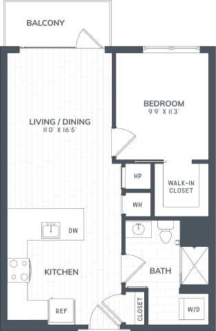 A1 | 1 Bed | 1 Bath floor plan