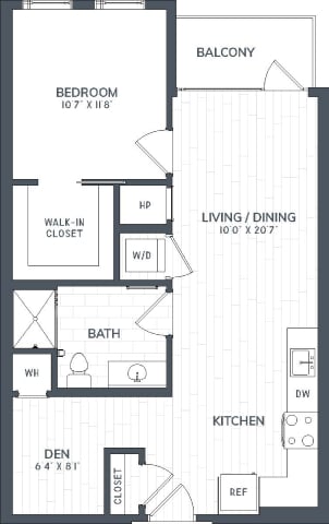 A1D.1 | 1 Bed | 1 Bath | DEN floor plan