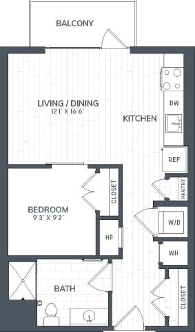 JA2 | 1 Bed | 1 Bath | JR floor plan