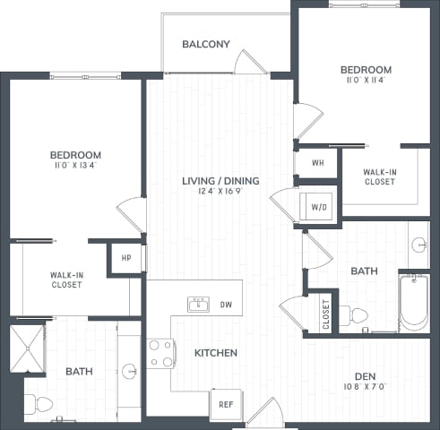 B2D | 2 Bed | 2 Bath | DEN floor plan