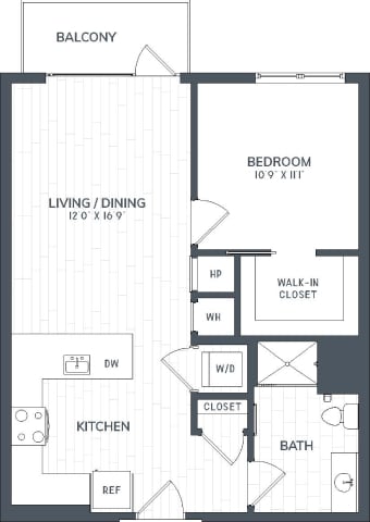 A2.4 | 1 Bed | 1 Bath floor plan