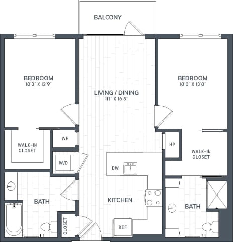 B1.4 | 2 Bed | 2 Bath floor plan