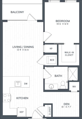 A2D | 1 Bed | 1 Bath | DEN floor plan