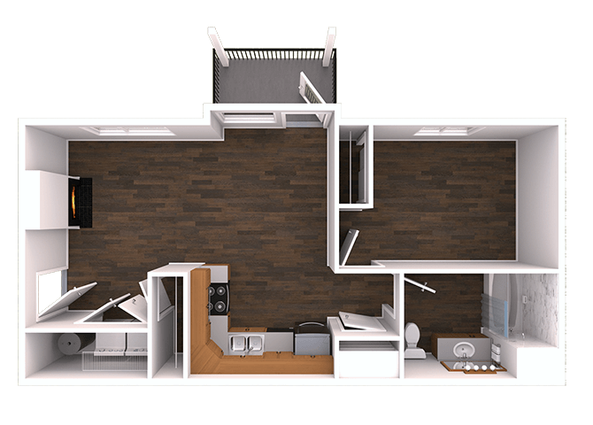 1x1b floor plan