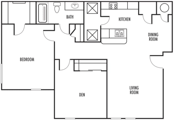 One Bedroom Den floor plan