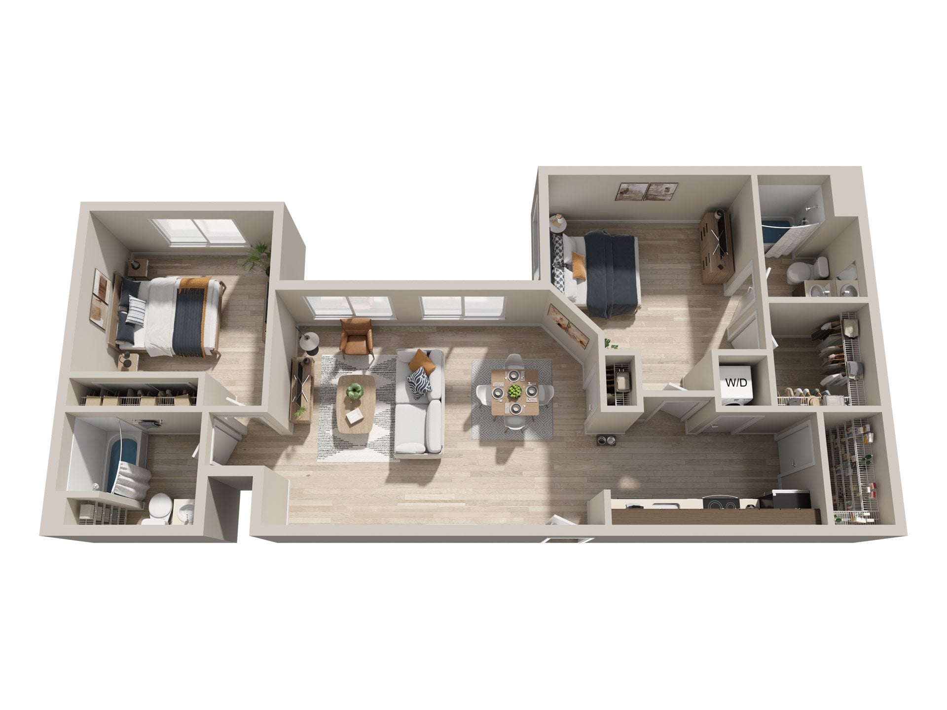 2bd 2ba H floor plan