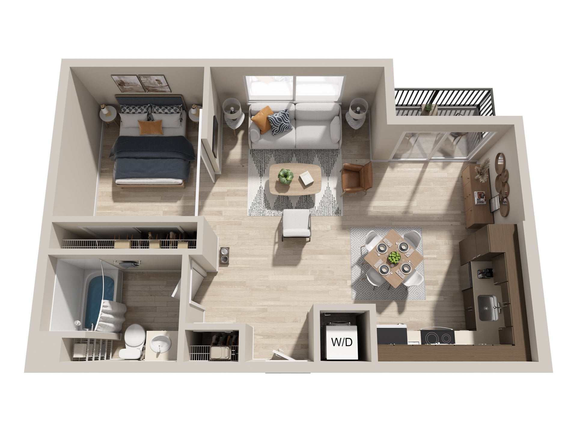 1bd 1ba H floor plan