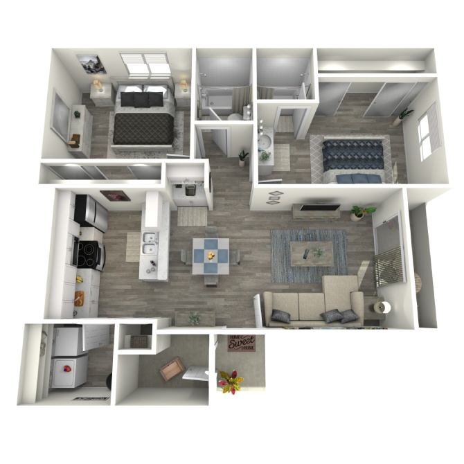 2 Bedroom 2 Bath floor plan