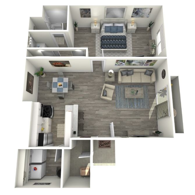 1 Bedroom 1 Bath floor plan