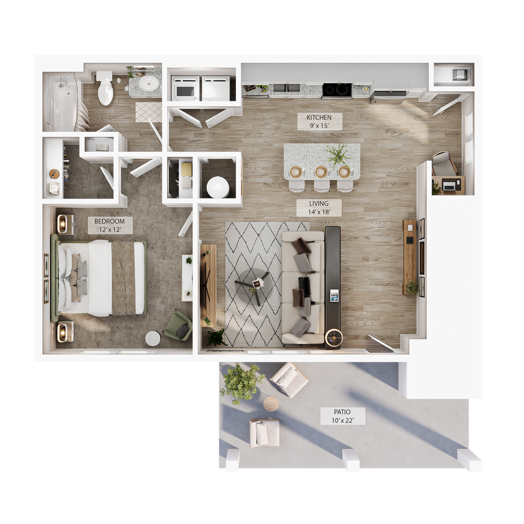 1 BR Grand Courtyard floor plan