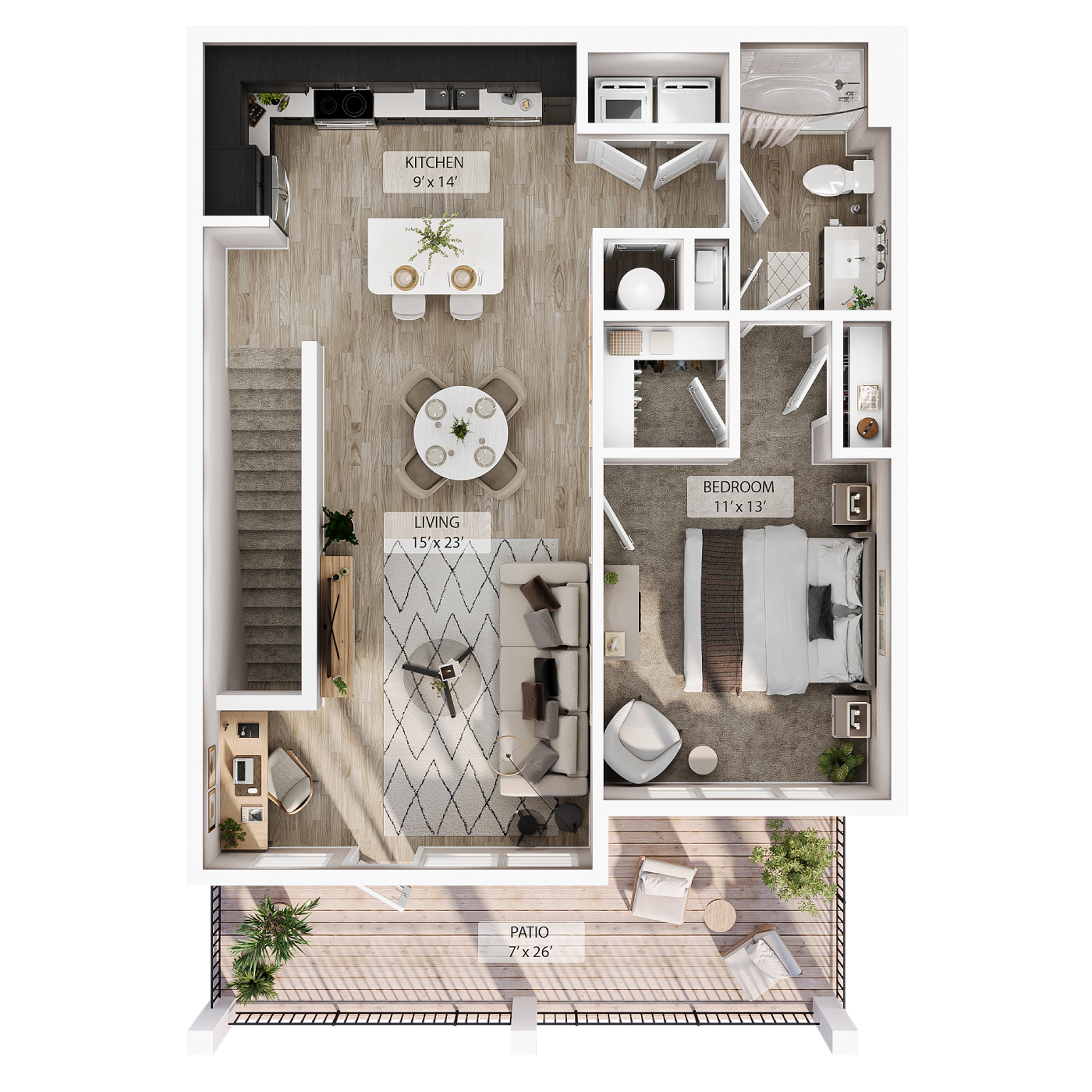 1 BR Designer Overlook floor plan