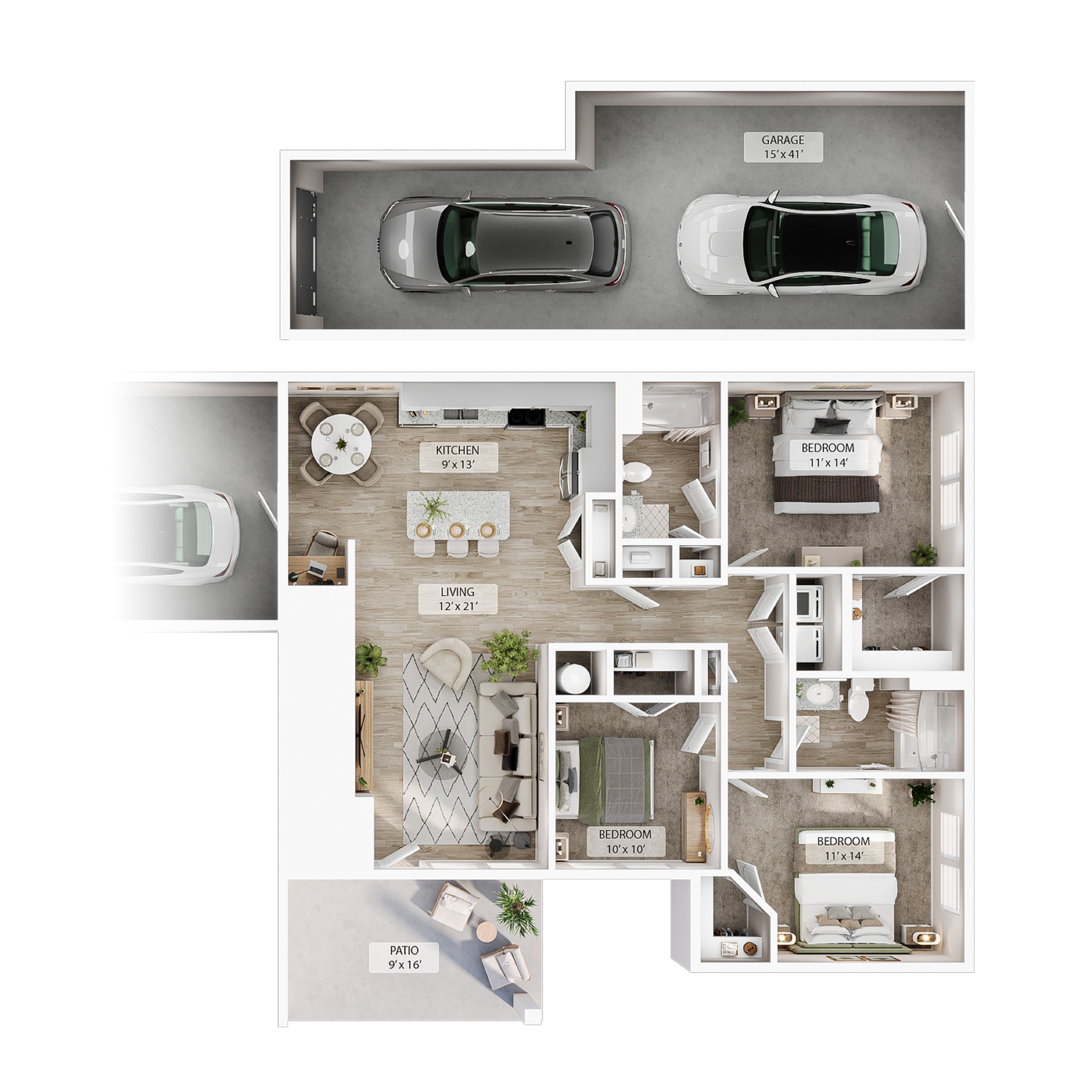 3 BR Grand Courtyard Garage floor plan