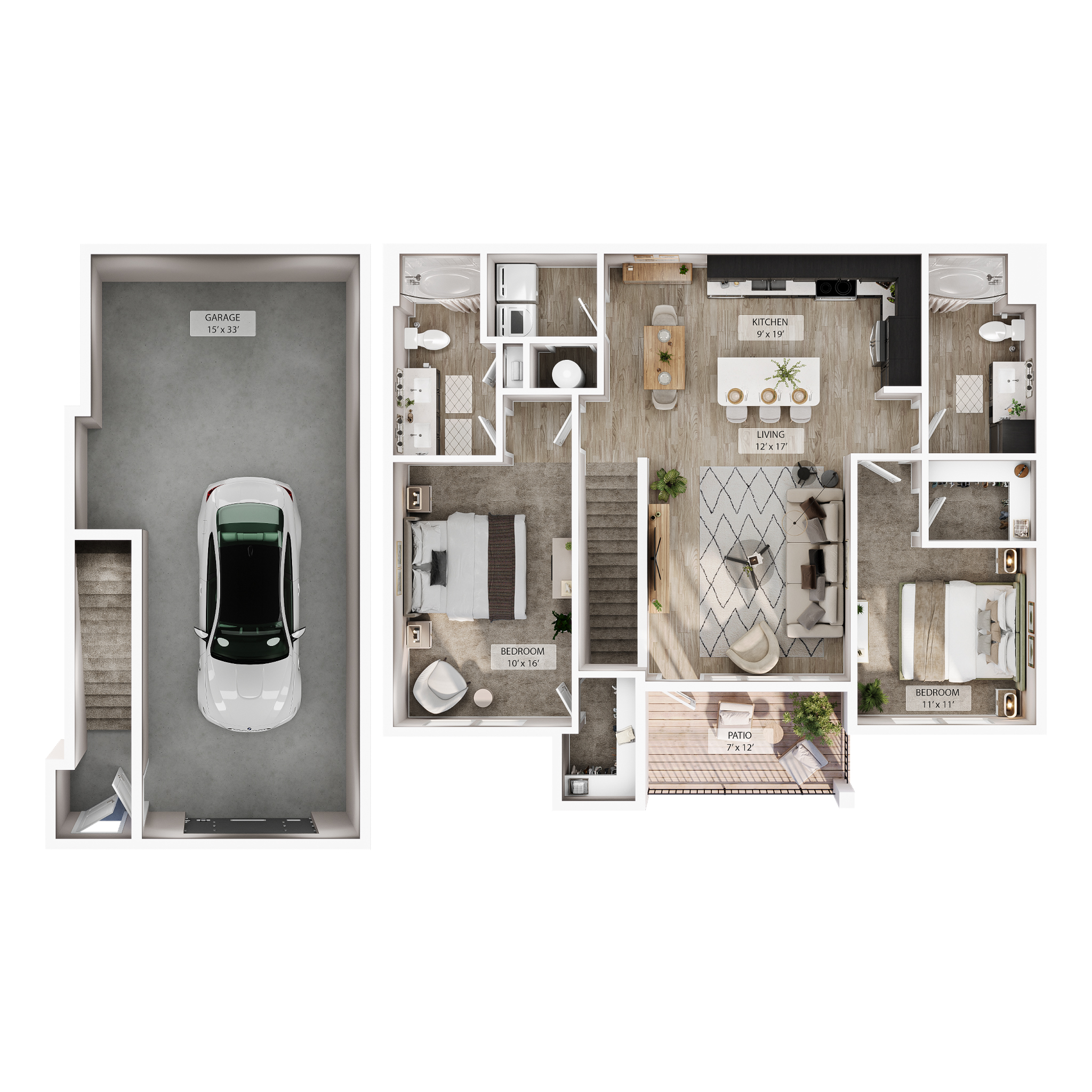 2 BR Grand Overlook Garage floor plan