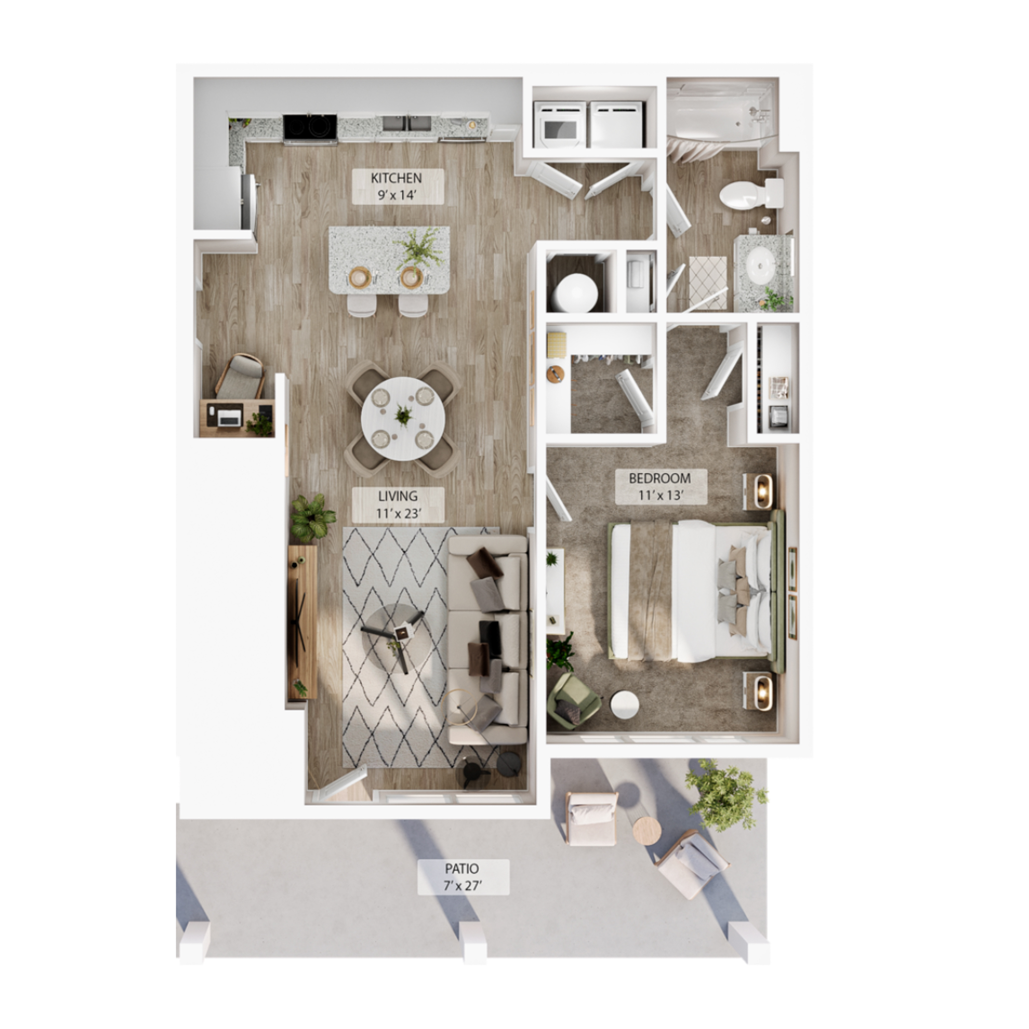 1 BR Designer Courtyard floor plan