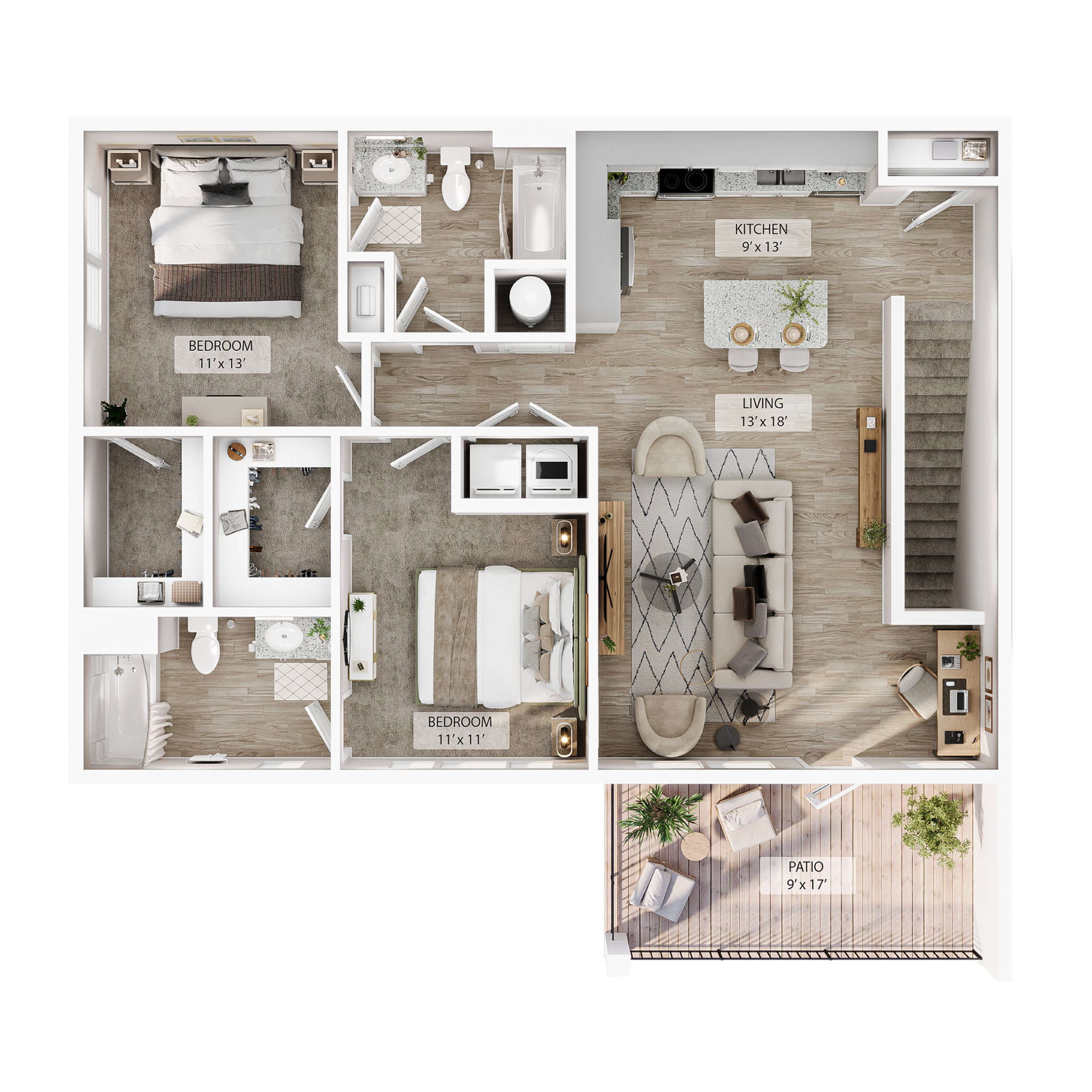 2 BR Designer Overlook floor plan