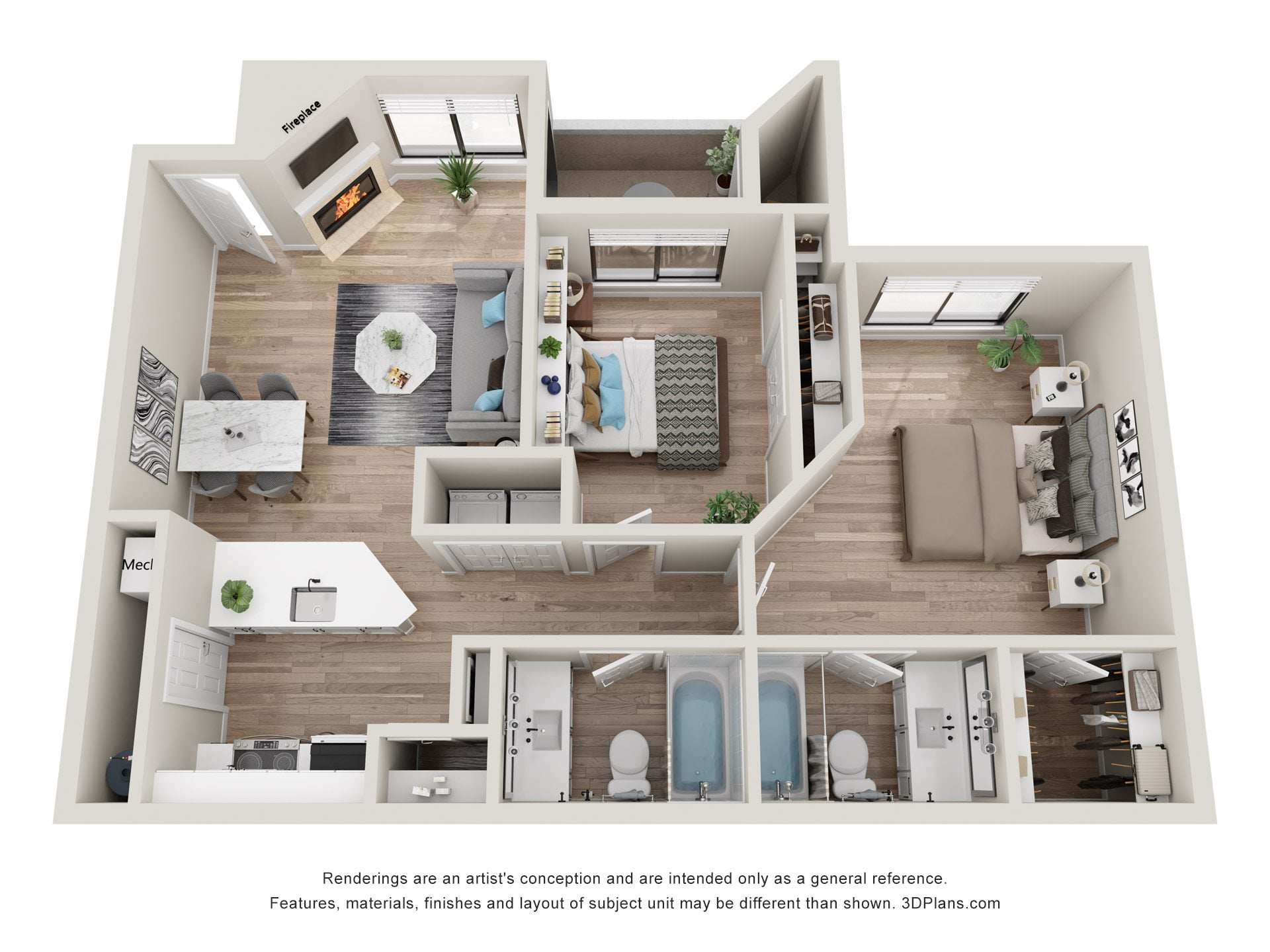 2 Bed/2 Bath-B2A floor plan