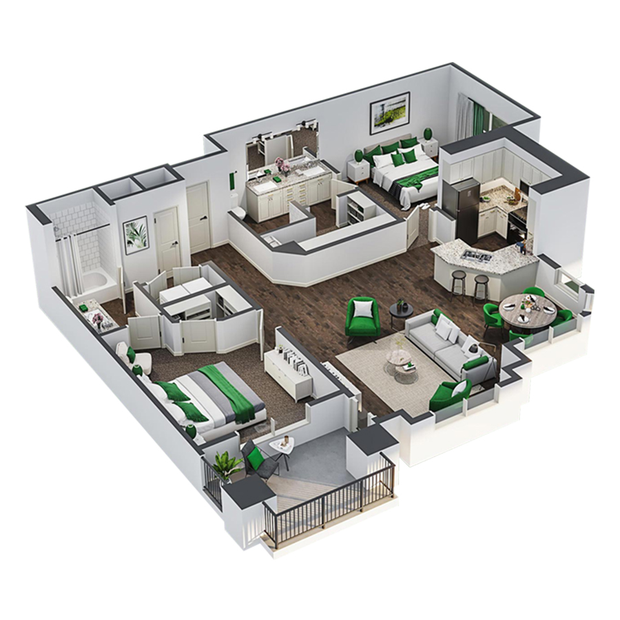 2x2 B4 floor plan