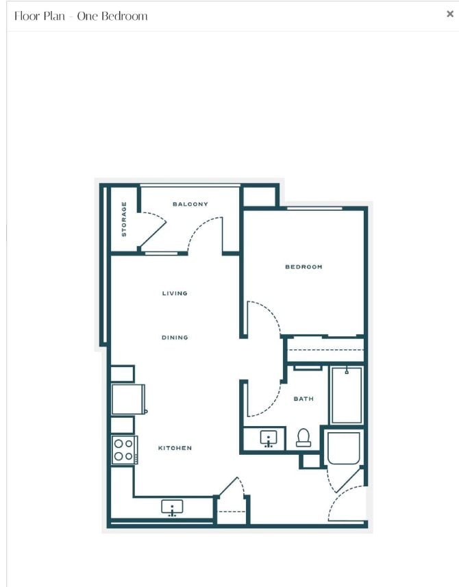 1 Bedrooms 1 Bathroom floor plan