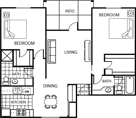 Two Bedroom Two Bath floor plan