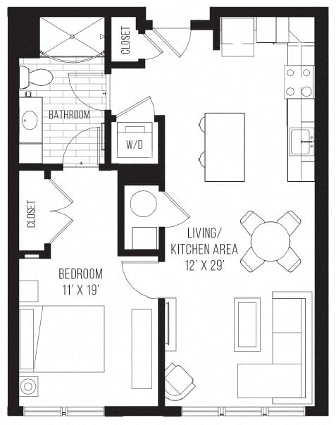 1 Bed/1 Bath-B3 floor plan