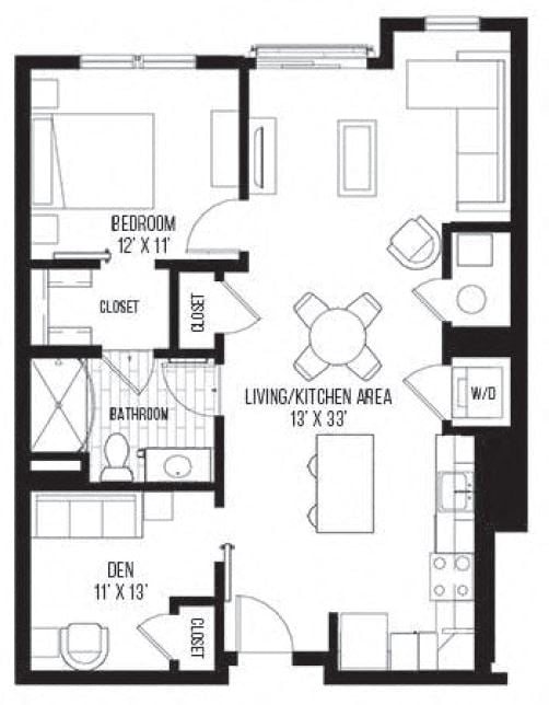 1 Bed/1 Bath-B6 floor plan