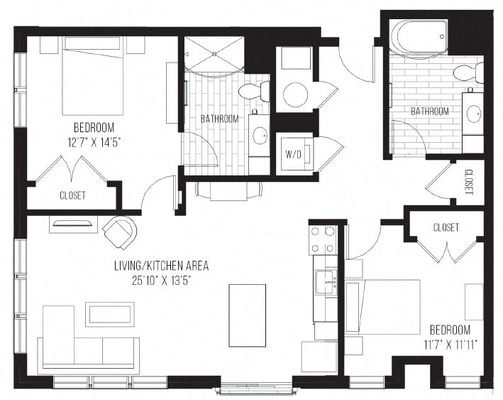 2 Bed/2 Bath-C2 floor plan
