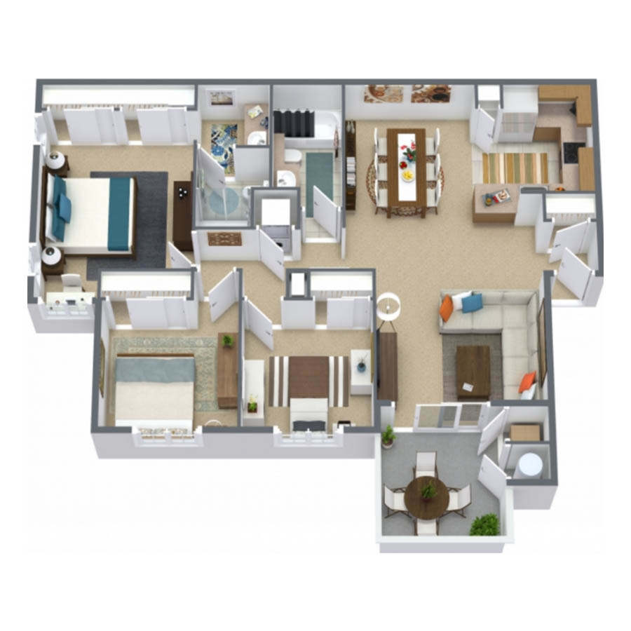 3 Bed 2 Bath Renovated floor plan