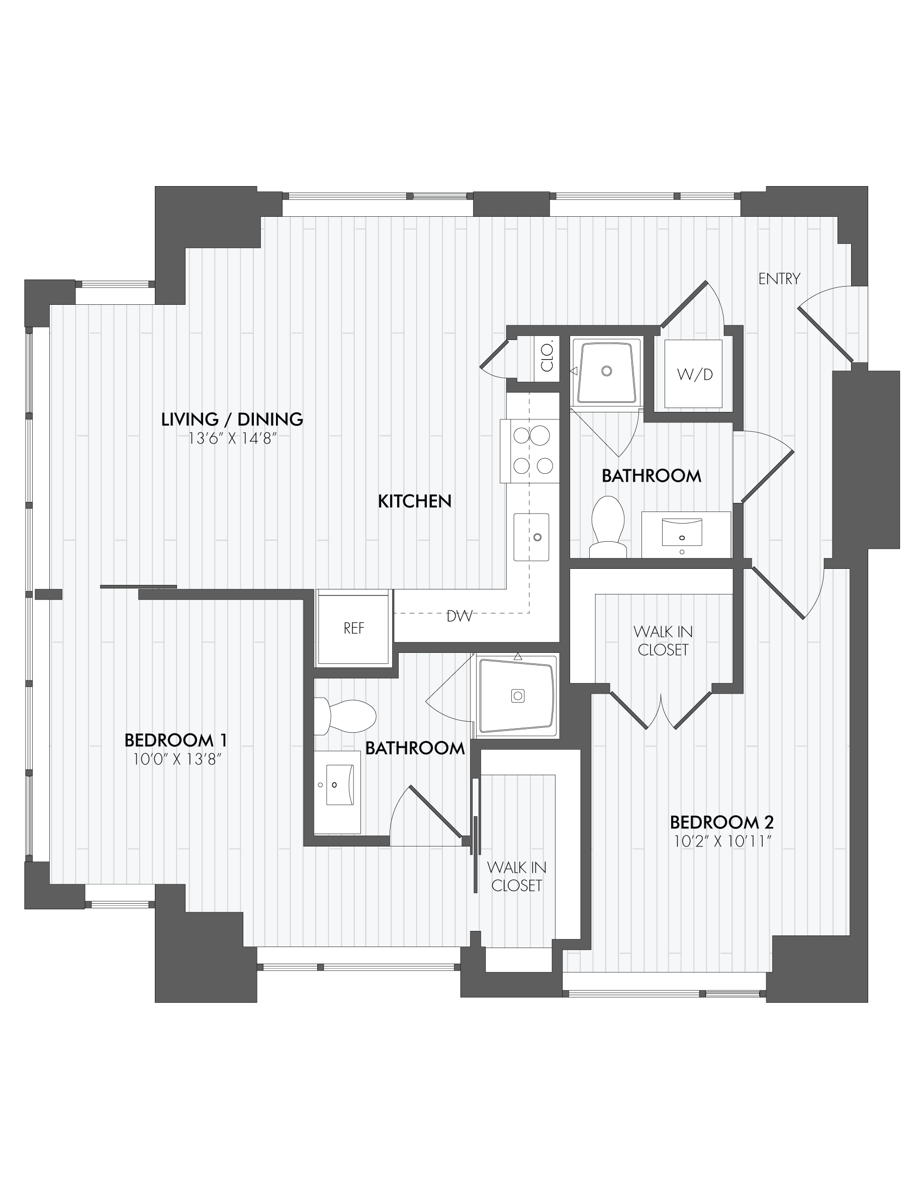 2 Bed/2 Bath-B2 floor plan