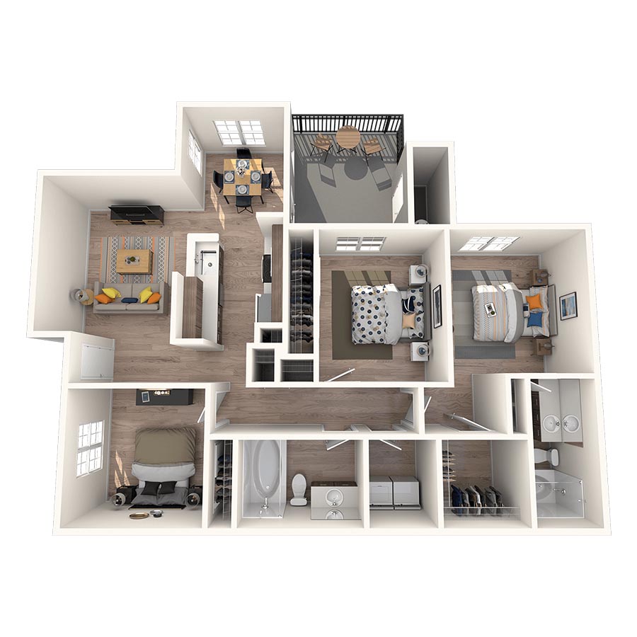 3 Bedroom 2 Bathroom Renovated floor plan