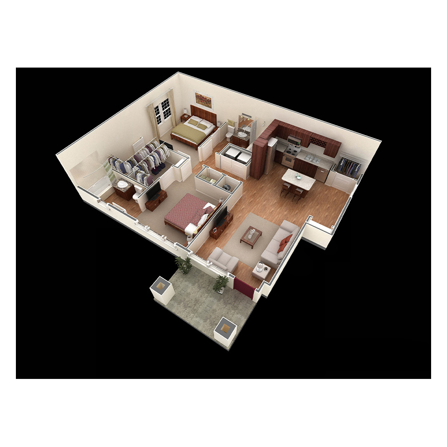 2 BR Designer Courtyard floor plan