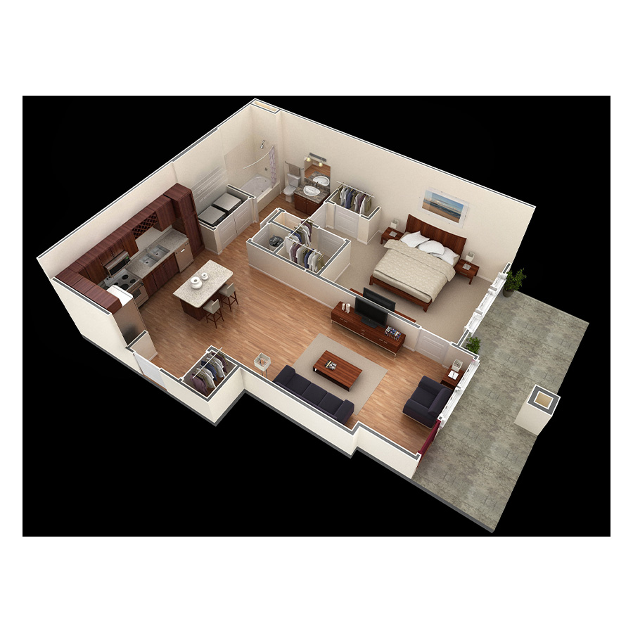 1 BR Designer Courtyard Garage floor plan