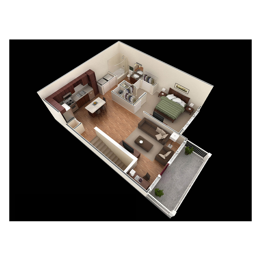 1 BR Designer Overlook floor plan