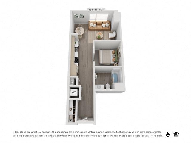 S7 | Studio | 1 Bath | Den floor plan