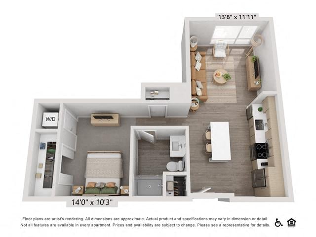 S3 | Studio | 1 Bath | Den floor plan