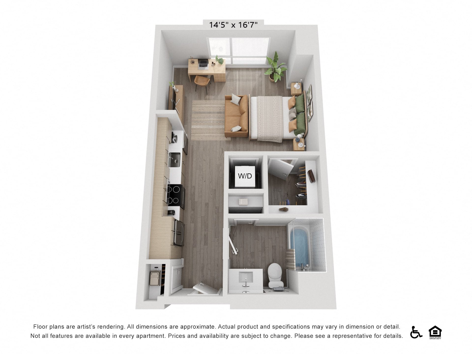 S1.1 L2 | Studio | 1 Bath floor plan