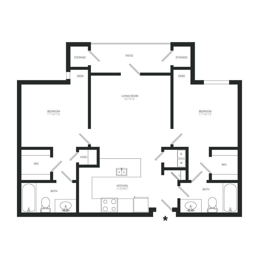 2 x 2 floor plan