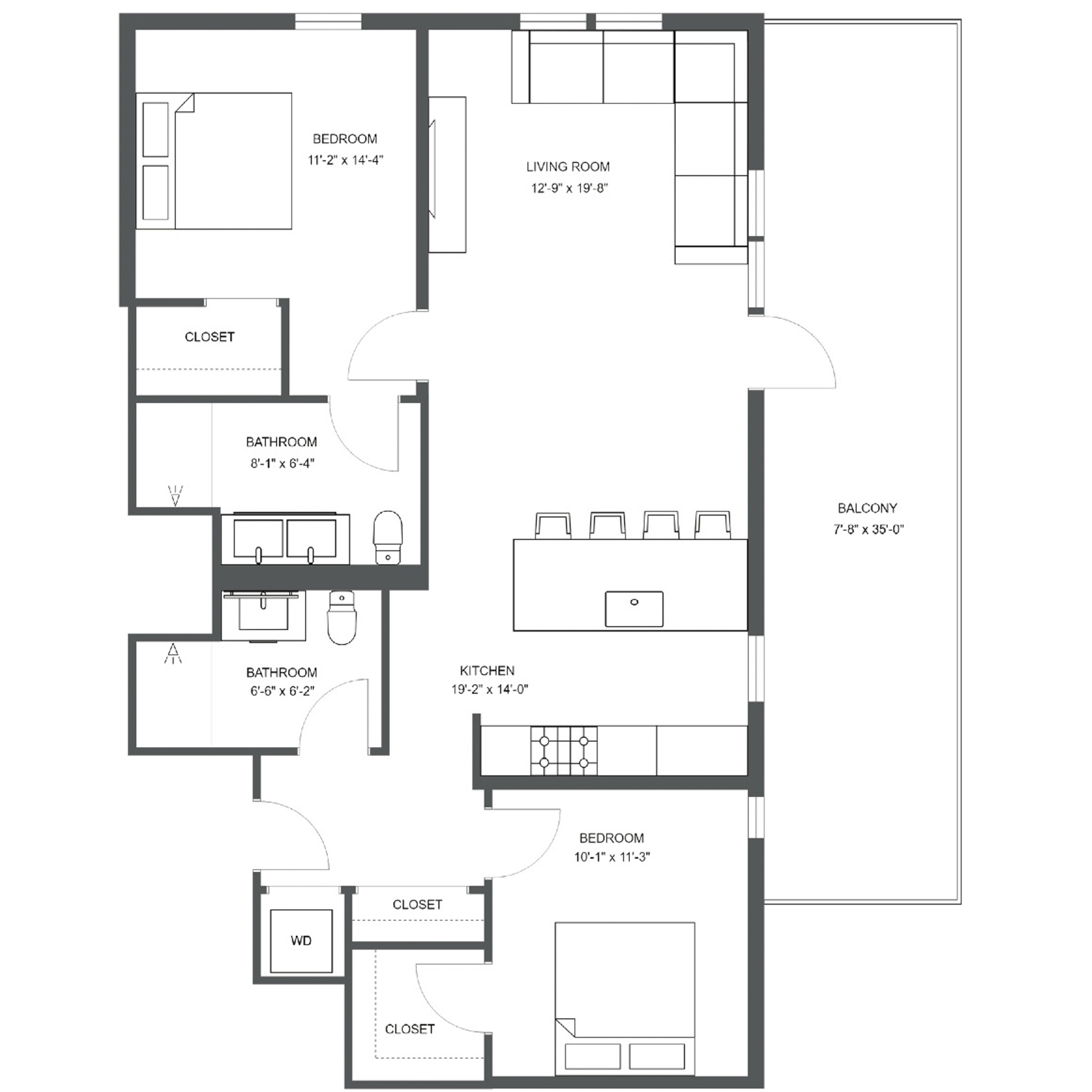 Unit H-705 floor plan