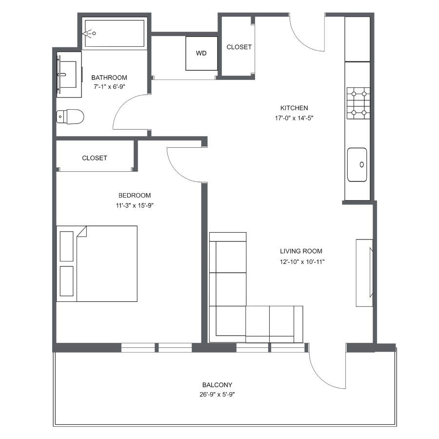Unit H-502 floor plan