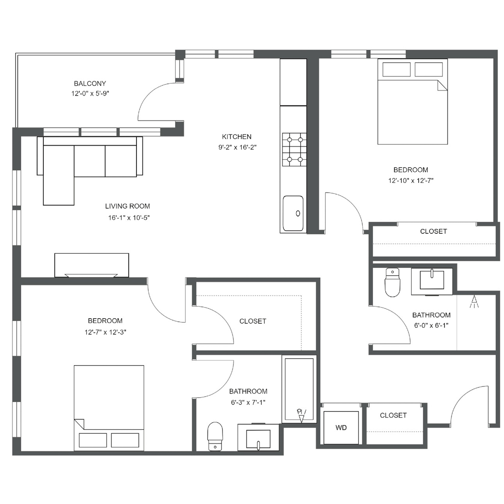 Unit H-911 floor plan