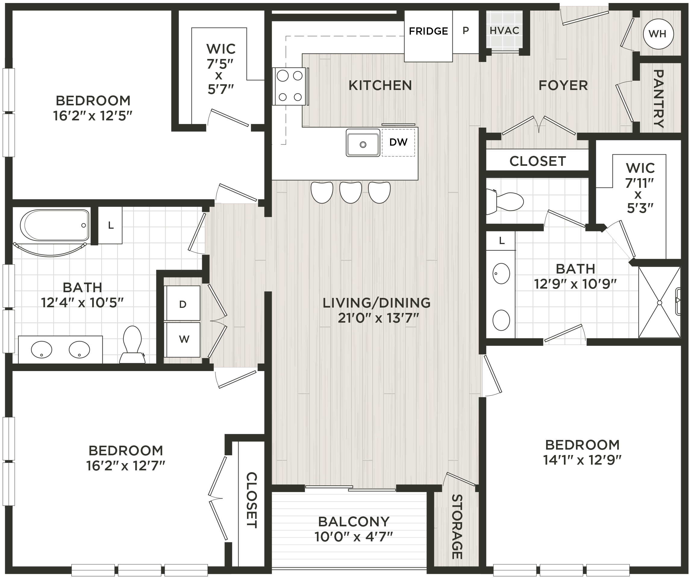 3 Bed/2 Bath-F1 floor plan