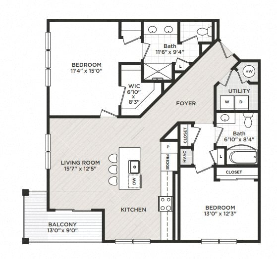 2 Bed/2 Bath-D3-3 floor plan