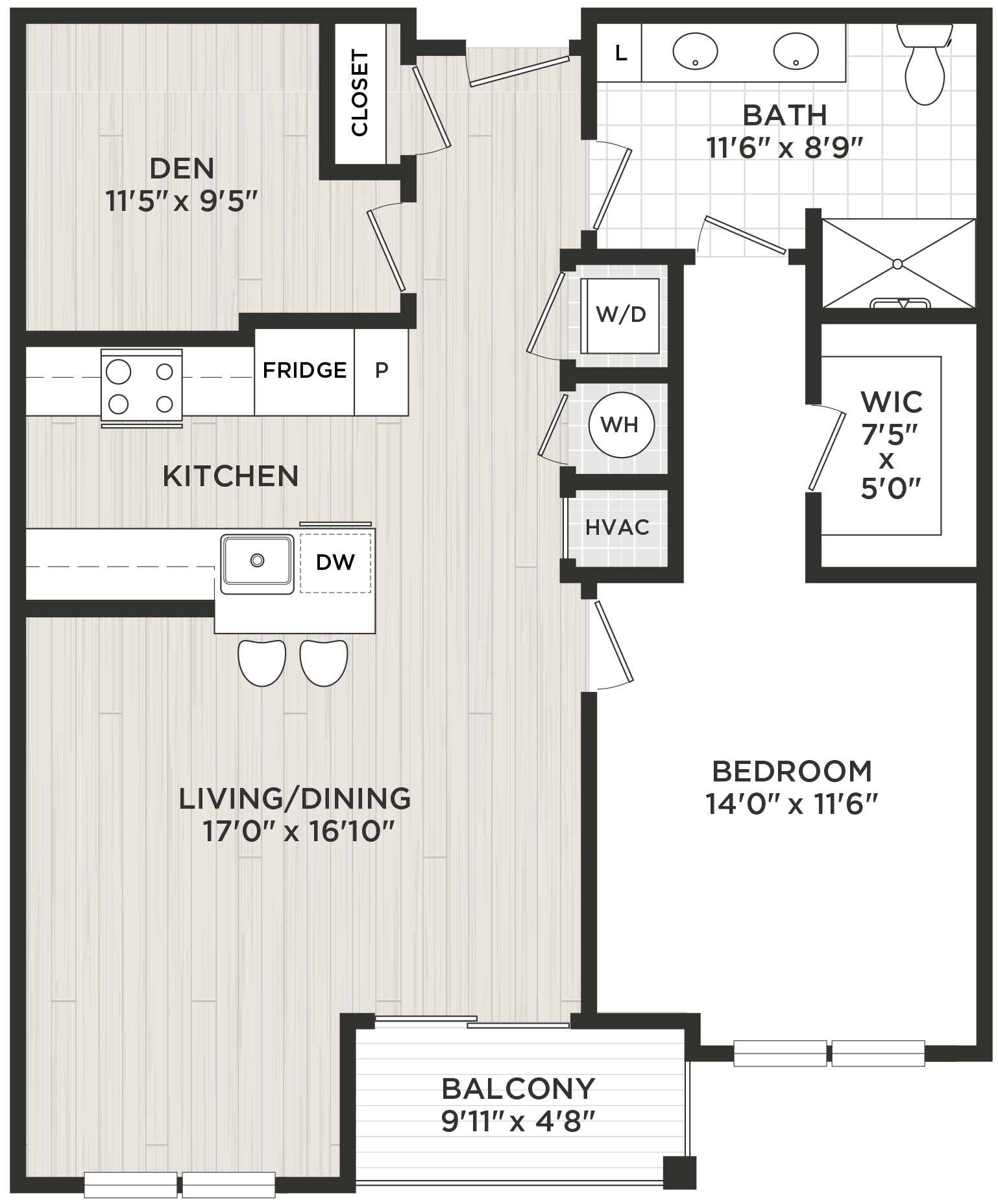 1 Bed/1 Bath Den-C1 floor plan