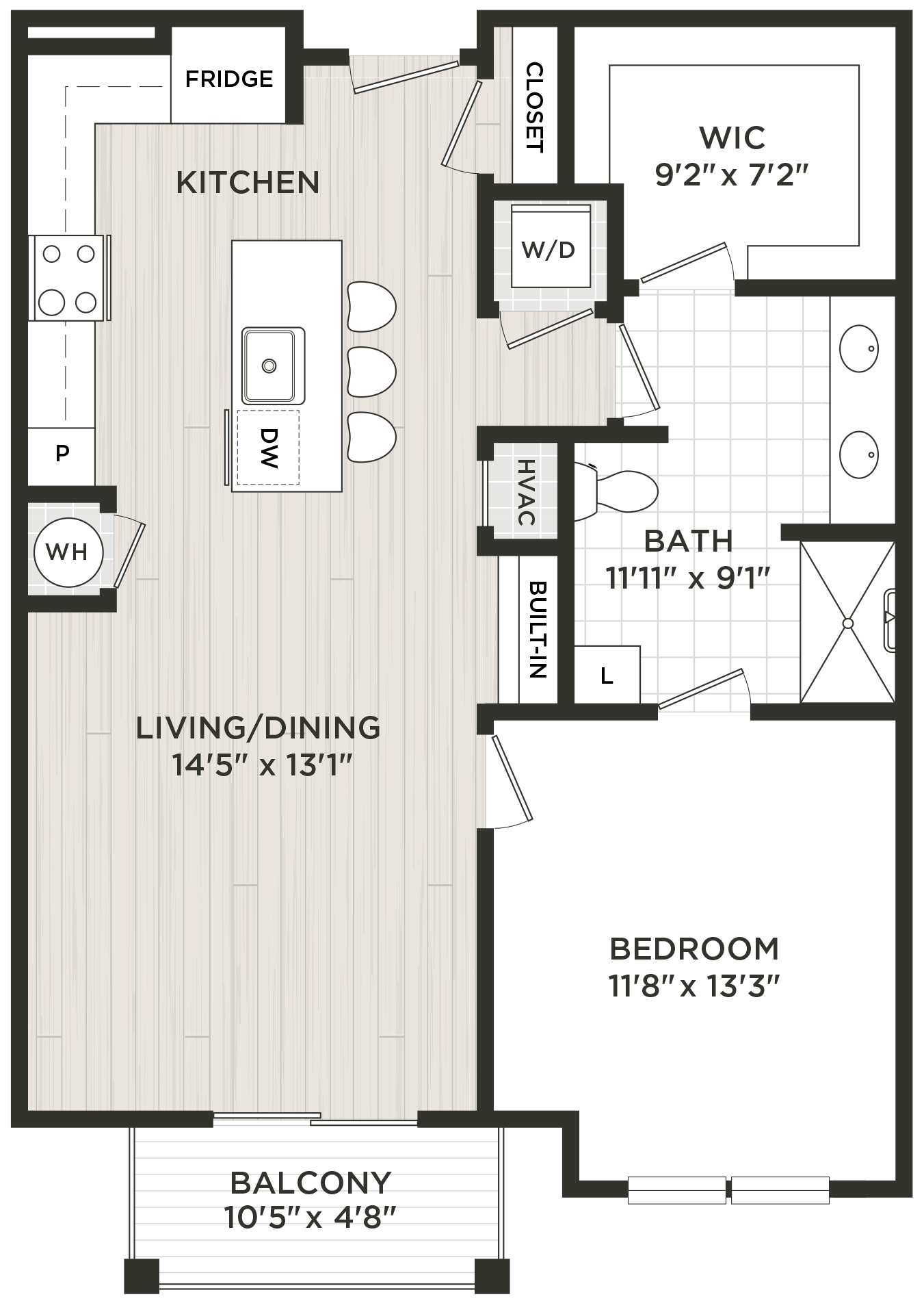 1 Bed/1 Bath-B3 floor plan