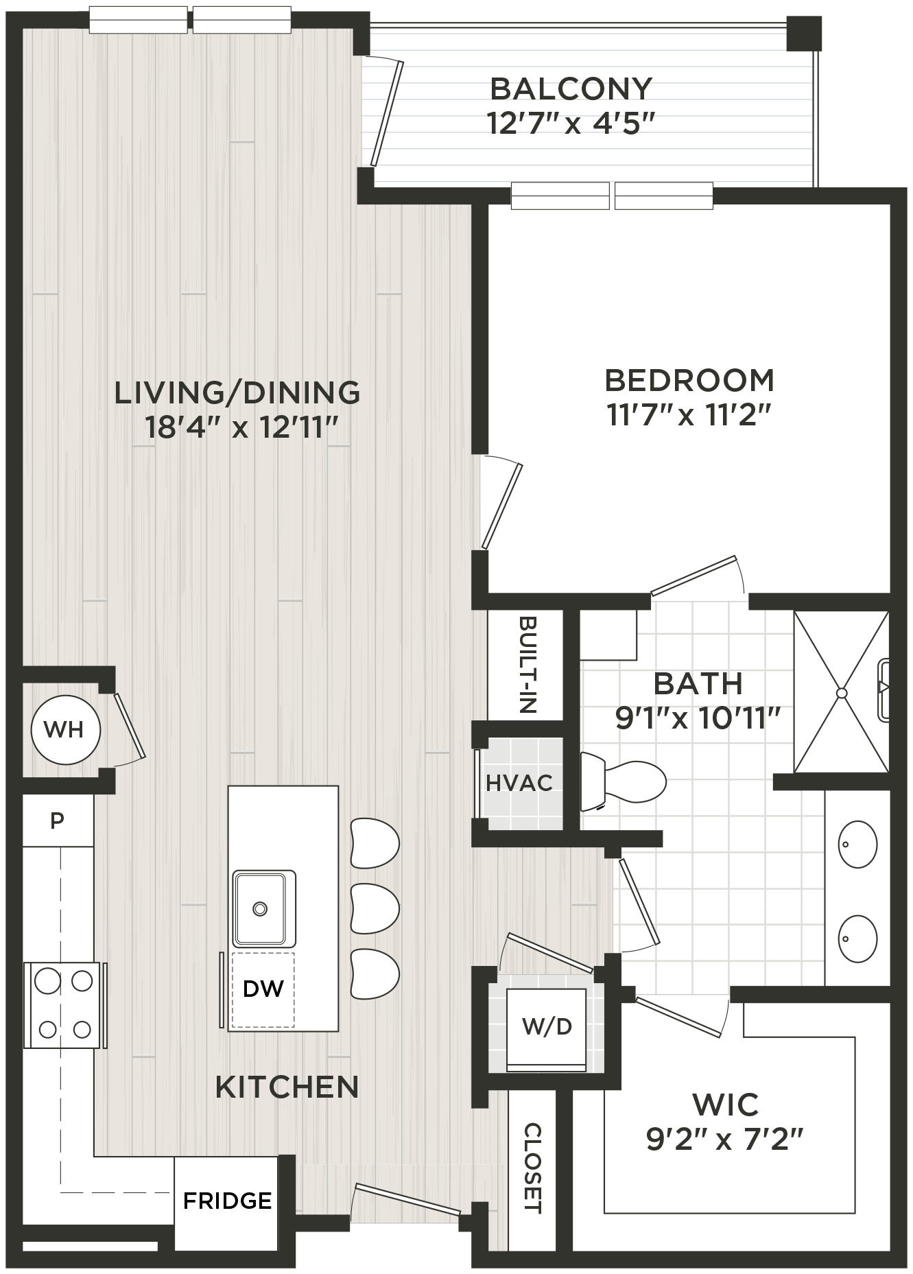 1 Bed/1 Bath-B7 floor plan