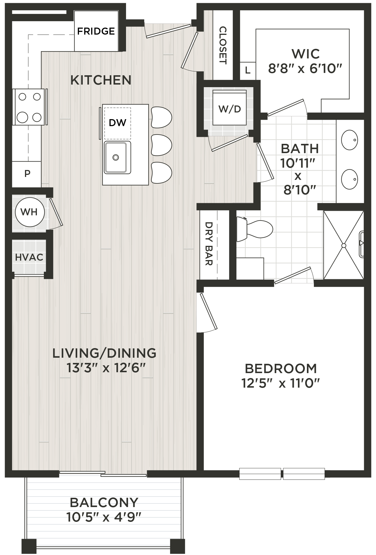 1 Bed/1 Bath-B1 floor plan