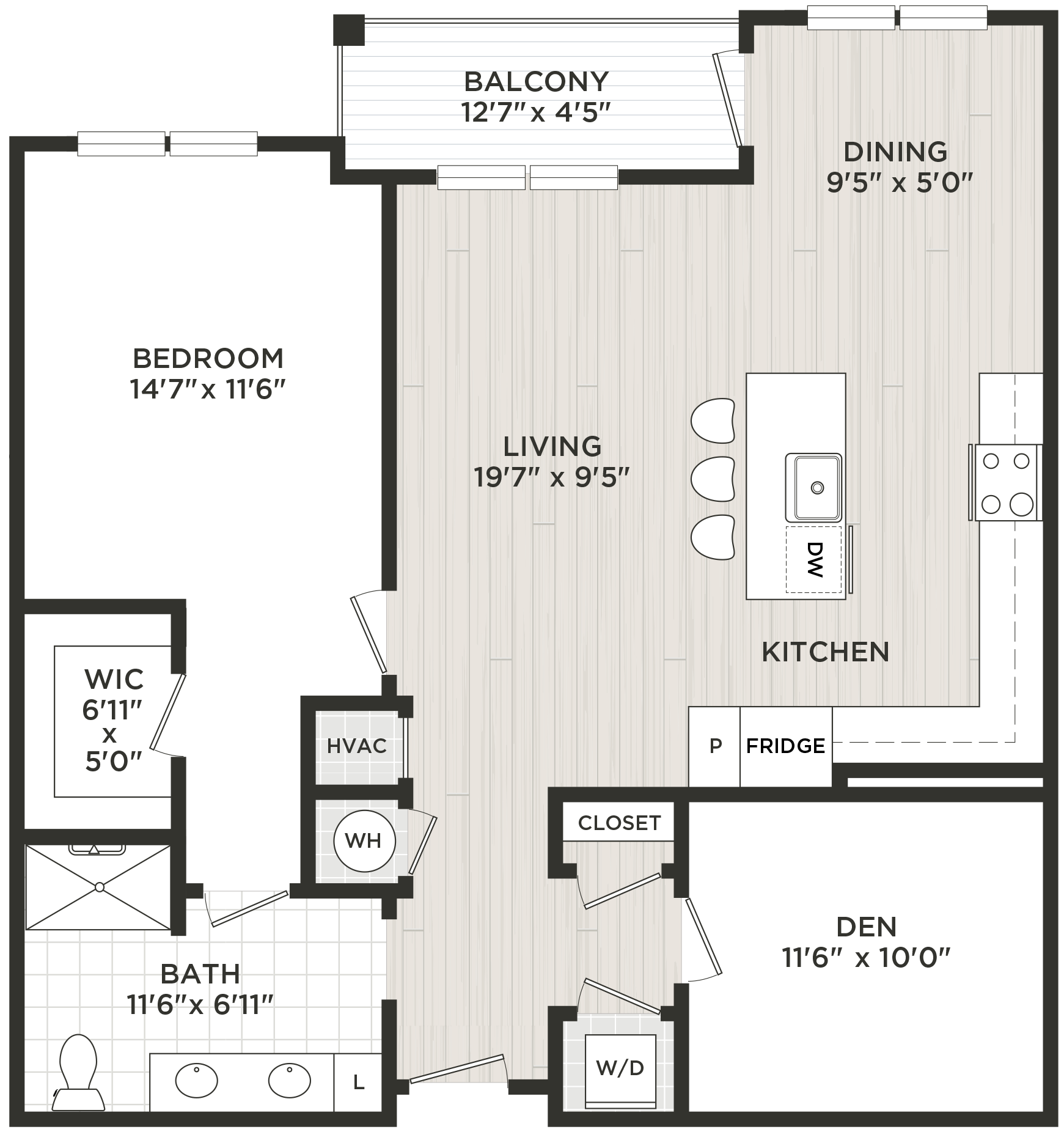 1 Bed/1 Bath Den-C3 floor plan